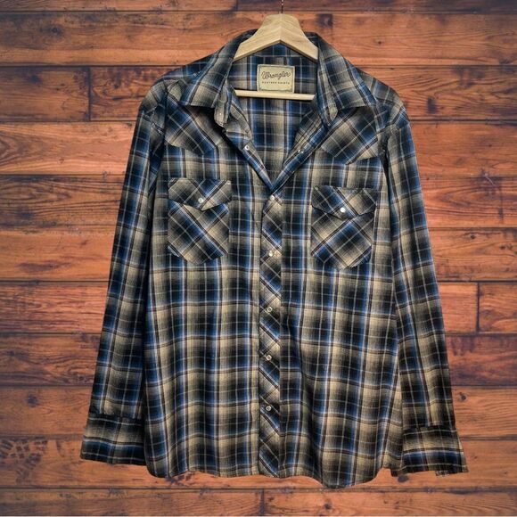 5 for $25🔥Wrangler Western Plaid Pearl Snap Button Front Shirt XL - Picture 1 of 7